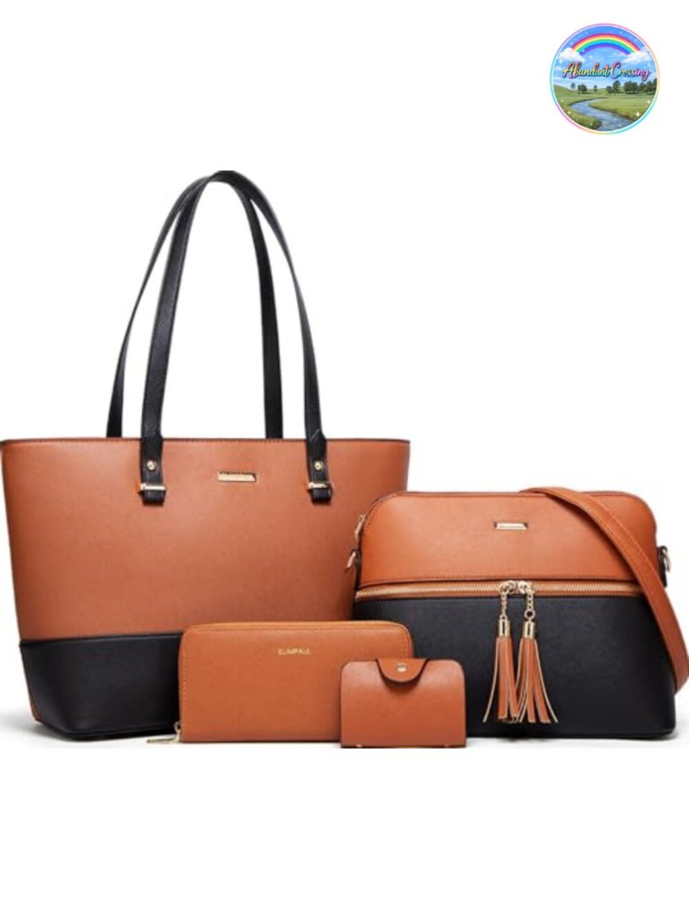Synthetic Leather Tote Bag Satchel Purse Set Crossbody Shoulder Bag